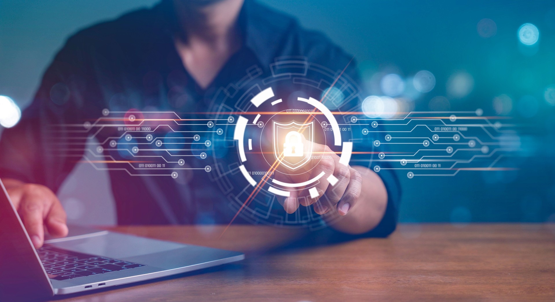 Cyber security is critical to doing business in the era of AI computing. Concepts of surveillance and security scanning of digital program cyber futuristic applications. Business with technology